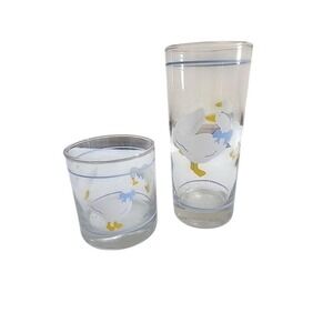 Vintage Libby Country Goose Storage Glasses Set Of 2